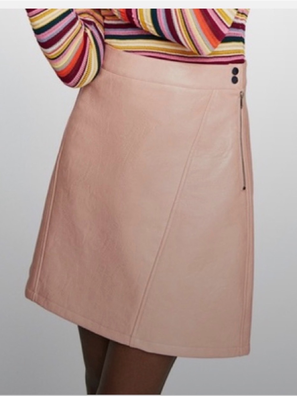 Zara Faux Leather A-Line Mini Skirt in Light Pink